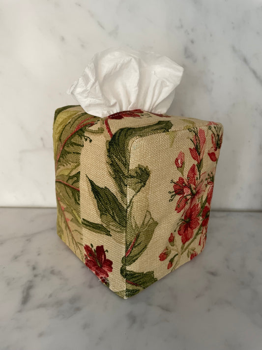 Square Tissue Box Cover - Chestnut Flower