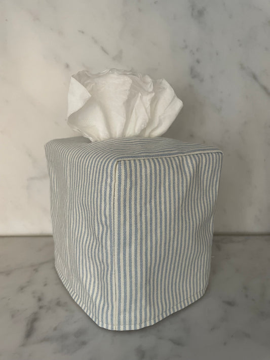 Square Tissue Box Cover - Striped Cotton